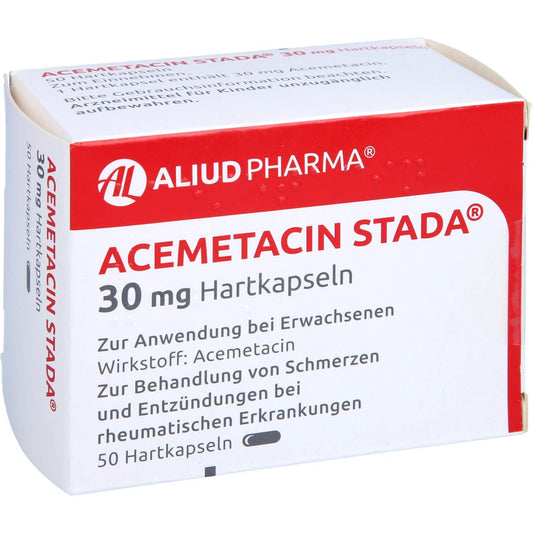 Das Produktfoto zeigt Acemetacin Stada 30 Mg Hartkapseln Aliud (50 stk) PZN 11140508