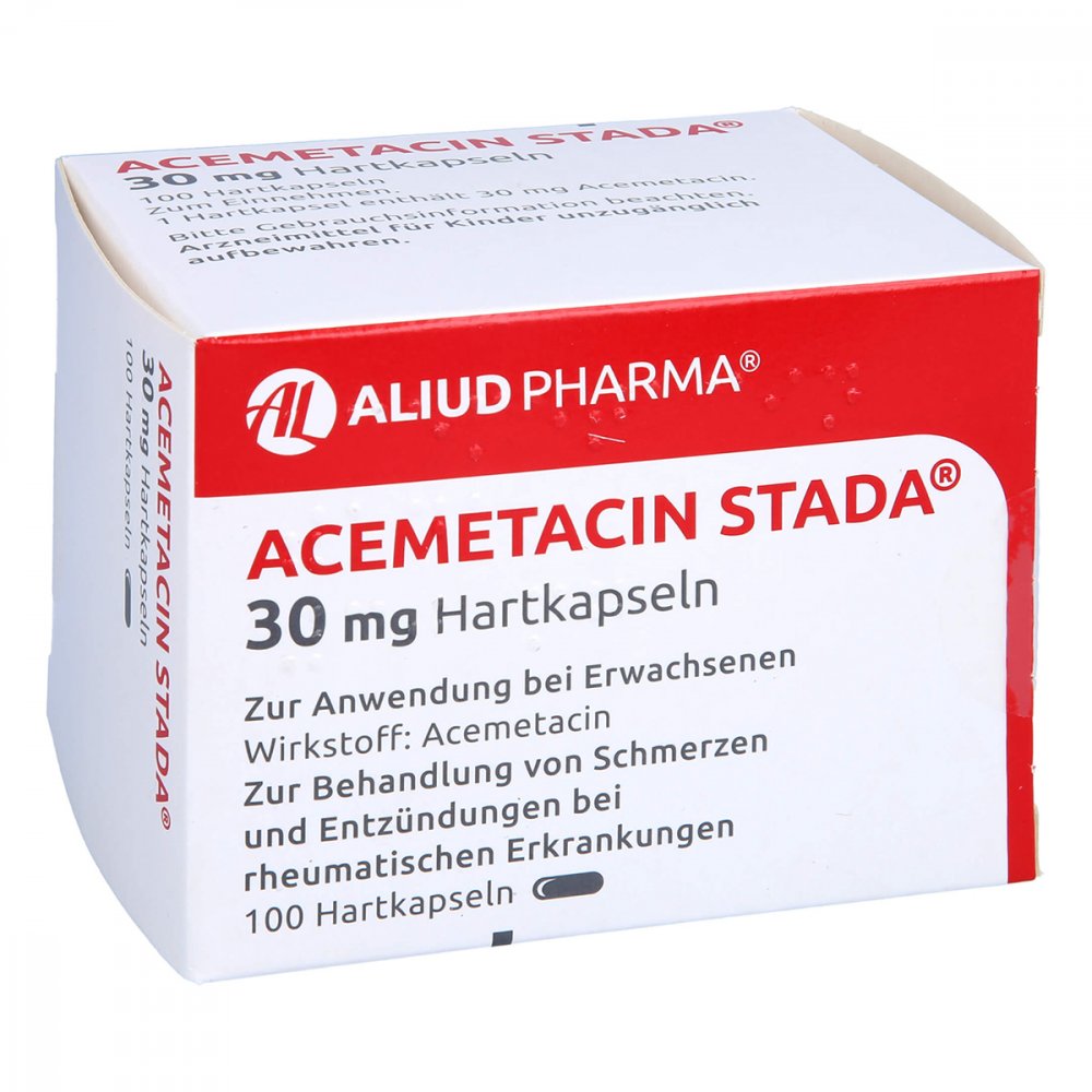 Das Produktfoto zeigt Acemetacin Stada 30 Mg Hartkapseln Aliud (100 stk) PZN 11140514