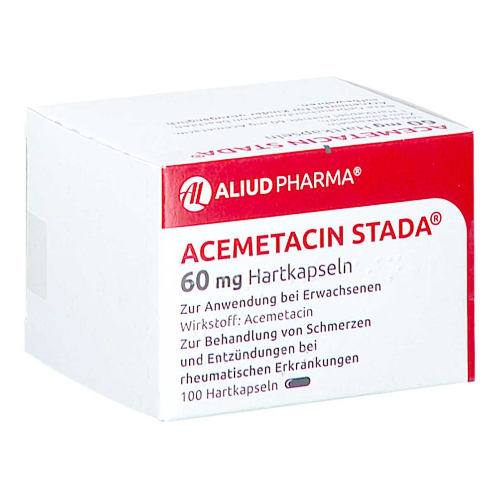 Das Produktfoto zeigt Acemetacin Stada 60 Mg Hartkapseln Aliud (100 stk) PZN 11140543