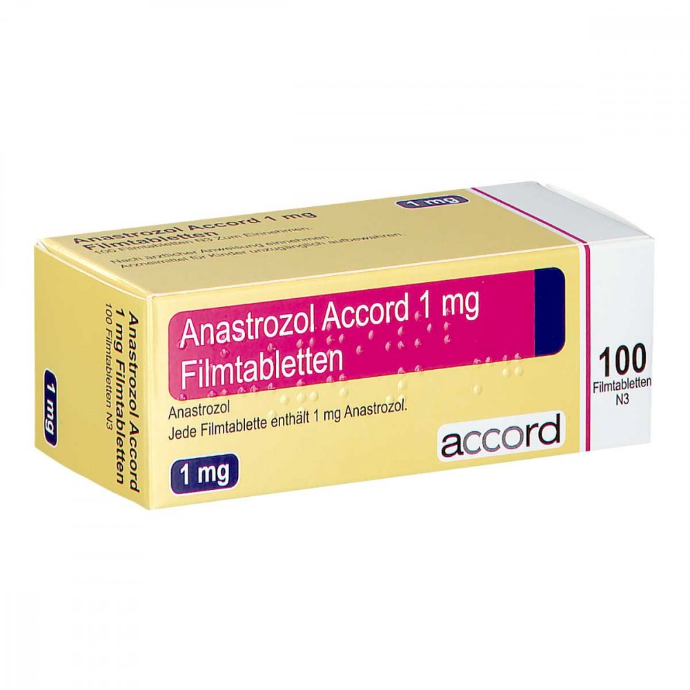Das Produktfoto zeigt Anastrozol Accord 1 Mg Filmtabletten (100 stk) PZN 11156952
