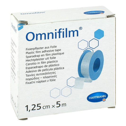 Das Produktfoto zeigt Omnifilm Fixierpflaster Folie 1,25 Cmx5 M (1 stk) PZN 11163248