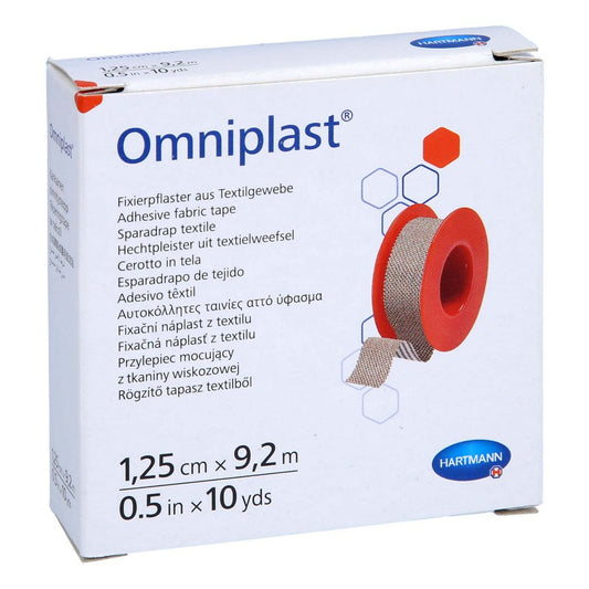 Das Produktfoto zeigt Omniplast Fixierpflaster Textilgew.1,25 Cmx9,2 M (1 stk) PZN 11163389