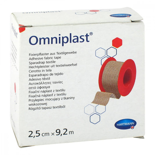 Das Produktfoto zeigt Omniplast Fixierpflaster Textilgew.2,5 Cmx9,2 M (1 stk) PZN 11163395