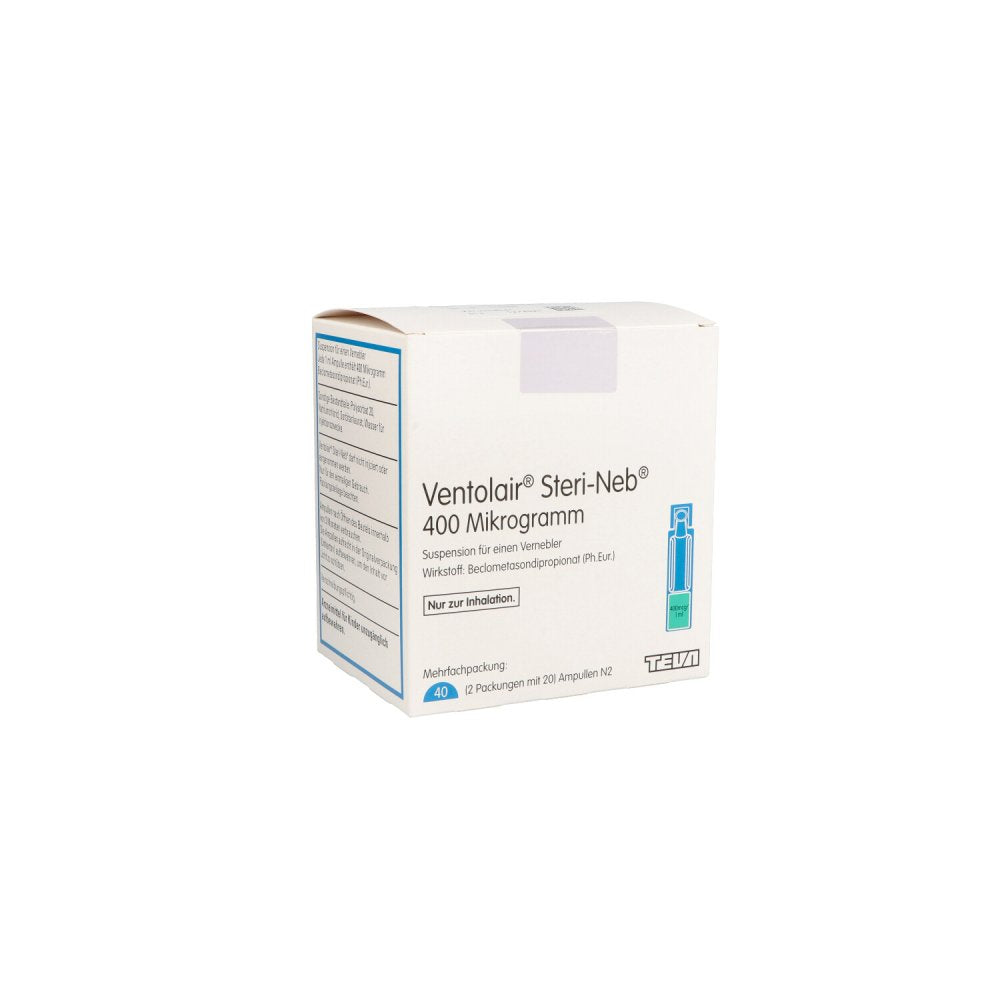 Das Produktfoto zeigt Ventolair Steri-Neb 400 Μg/Ml Susp.F.E.Vernebler (2X20 stk) PZN 11164242