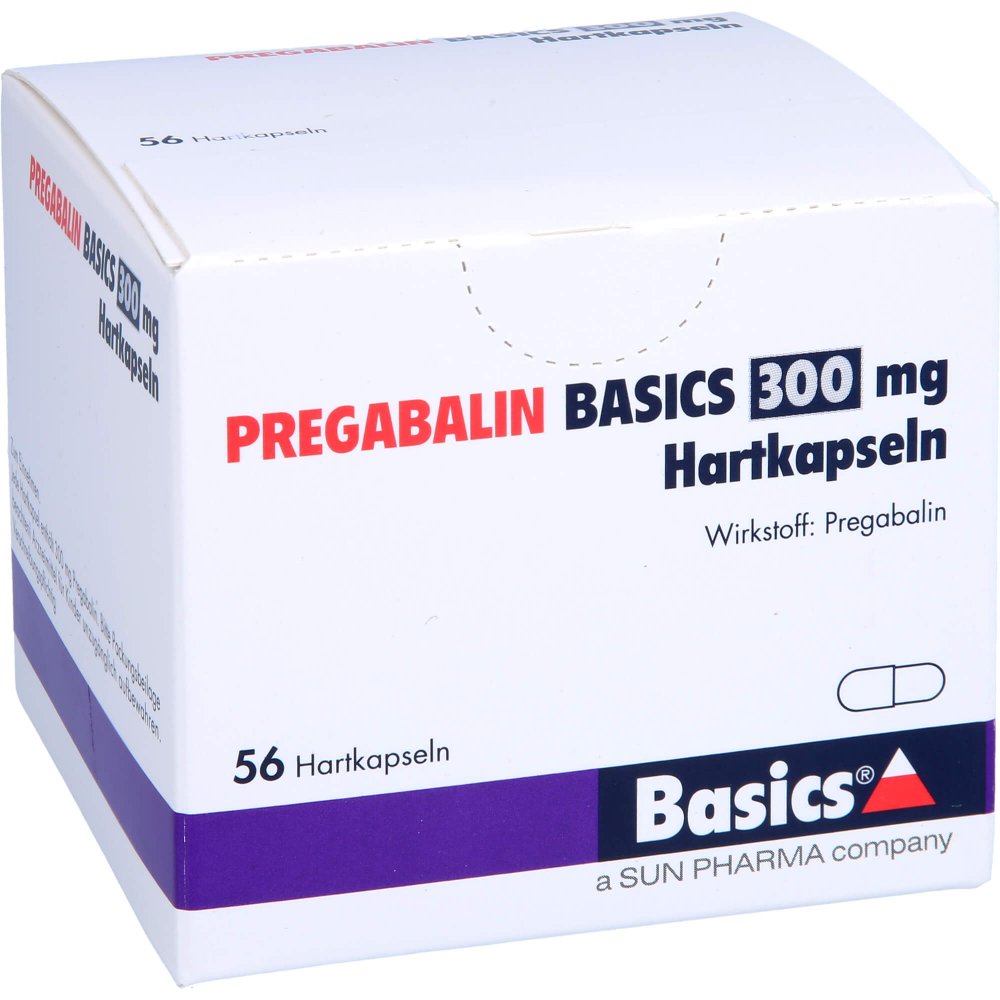 Das Produktfoto zeigt Pregabalin Basics 300 Mg Hartkapseln (56 stk) PZN 11172477
