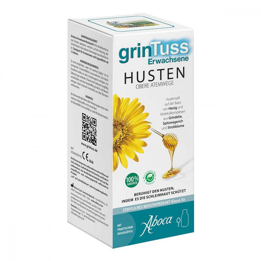 Das Produktfoto zeigt Grintuss Erwachsene Mit Poliresin Hustensaft (210 g) PZN 11173301