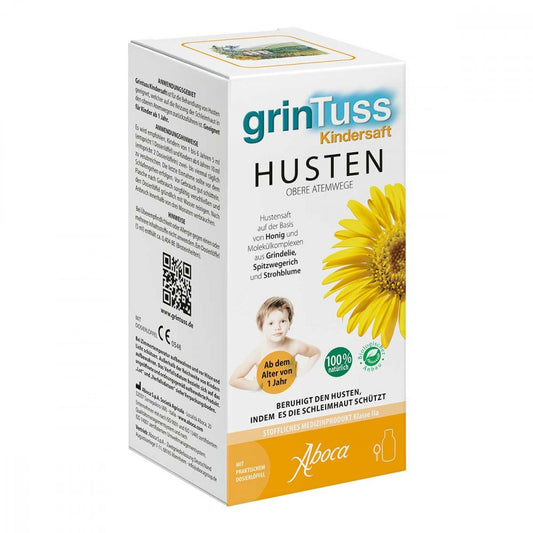 Das Produktfoto zeigt Grintuss Kindersaft Mit Poliresin (210 g) PZN 11173330