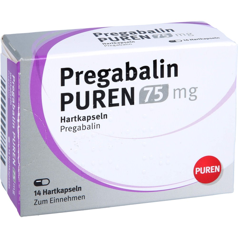 Das Produktfoto zeigt Pregabalin Puren 75 Mg Hartkapseln (14 stk) PZN 11176067