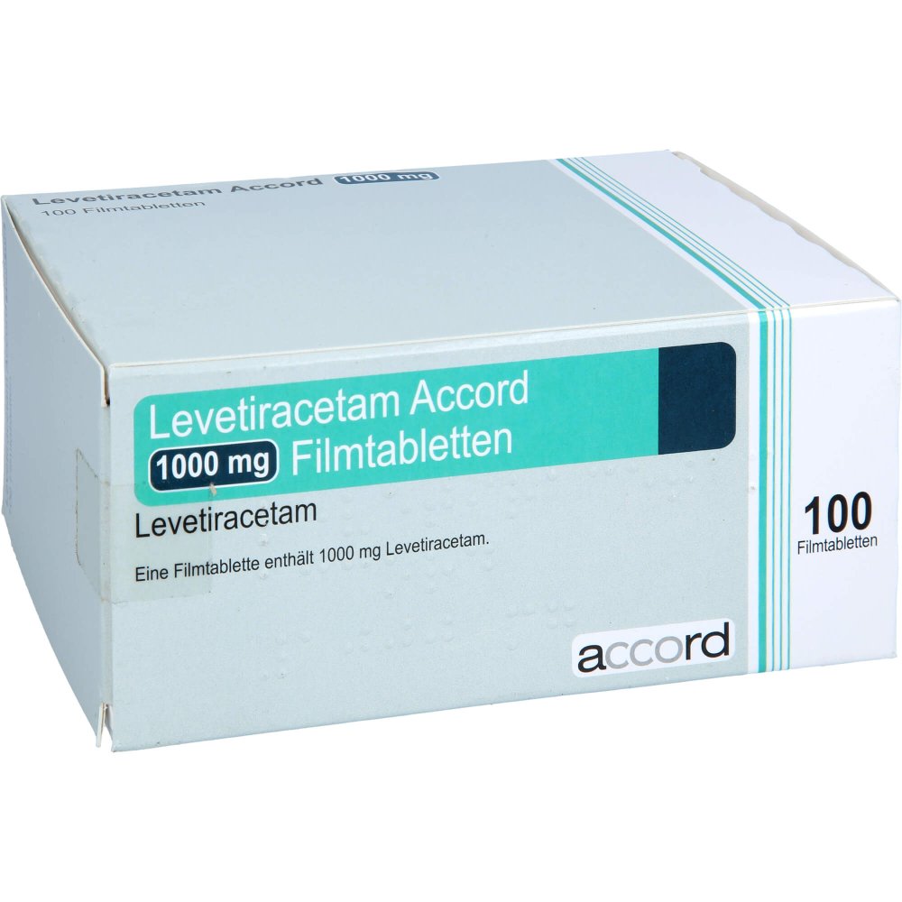 Das Produktfoto zeigt Levetiracetam Accord 1000 Mg Filmtabletten (100 stk) PZN 11178735
