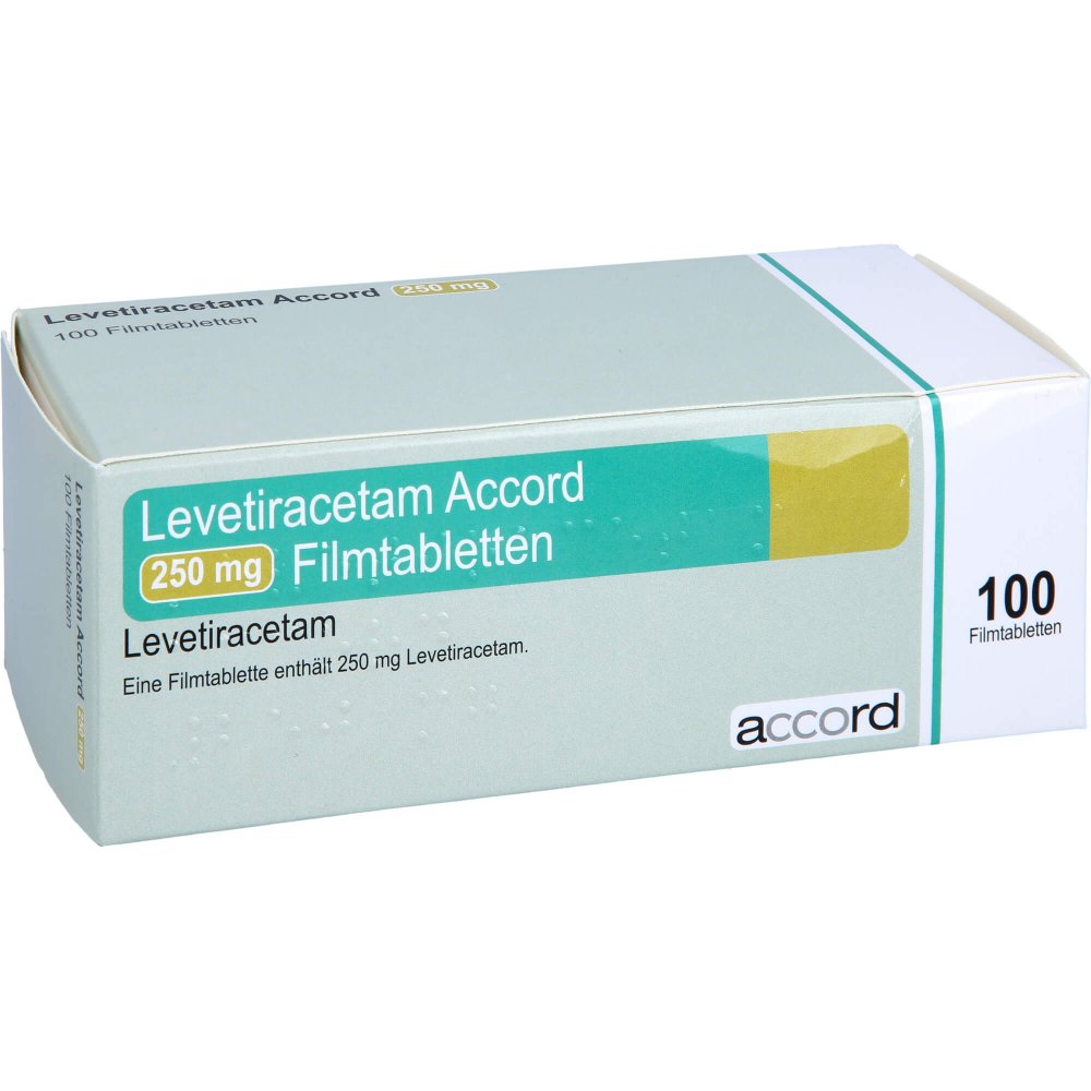 Das Produktfoto zeigt Levetiracetam Accord 250 Mg Filmtabletten (100 stk) PZN 11178764