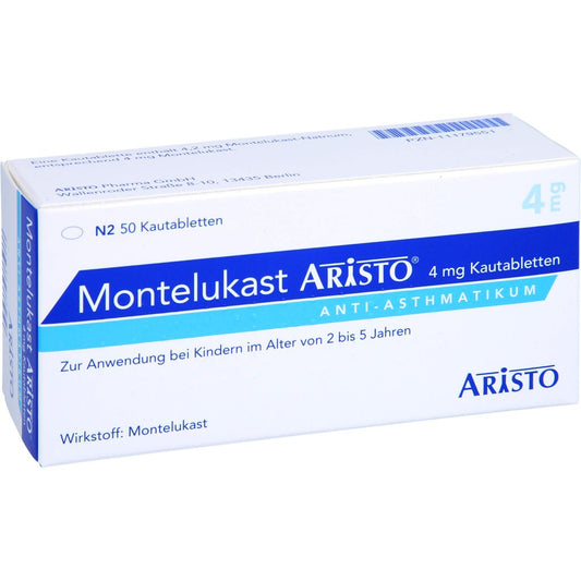Das Produktfoto zeigt Montelukast Aristo 4 Mg Kautabletten (50 stk) PZN 11179551