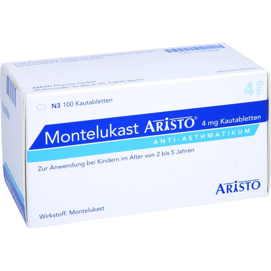 Das Produktfoto zeigt Montelukast Aristo 4 Mg Kautabletten (100 stk) PZN 11179568
