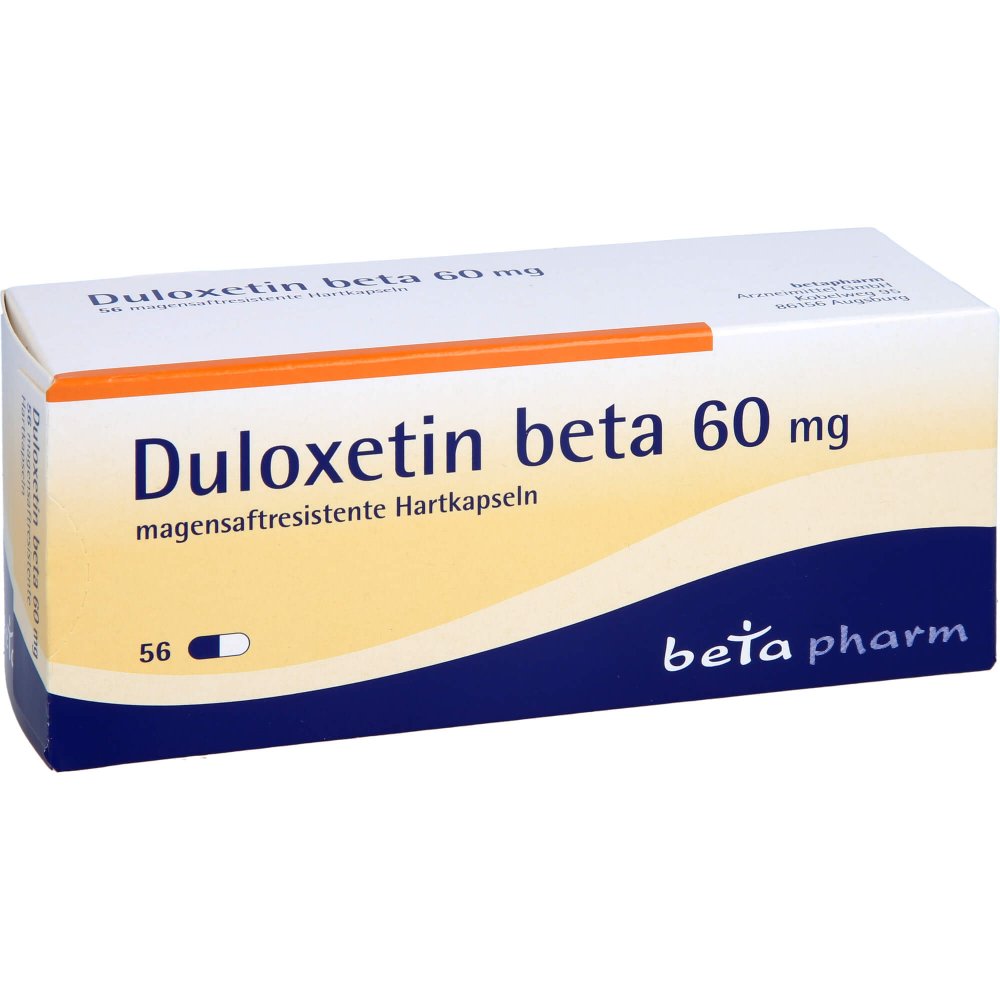 Das Produktfoto zeigt Duloxetin Beta 60 Mg Magensaftresistente Hartkaps. (56 stk) PZN 11223631