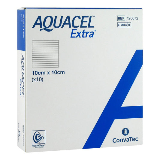 Das Produktfoto zeigt Aquacel Extra 10x10 Cm Verband (10 stk) PZN 11226730