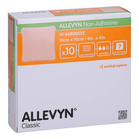 Das Produktfoto zeigt Allevyn Non Adhesive 10x10 Cm Wundverband (10 stk) PZN 11229289