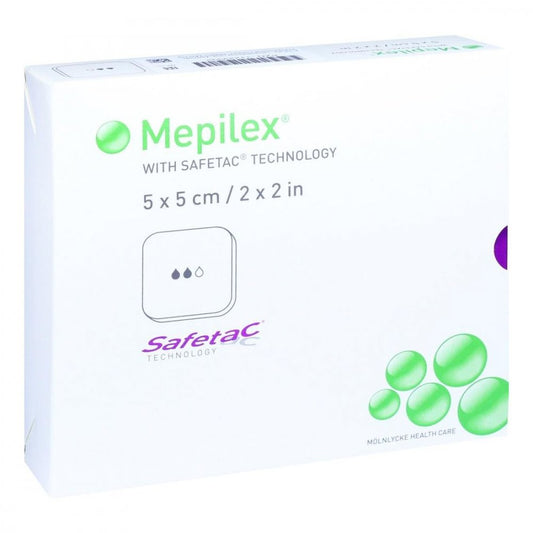 Das Produktfoto zeigt Mepilex 5x5 Cm Schaumverband (5 stk) PZN 11229332