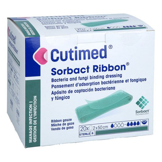 Das Produktfoto zeigt Cutimed Sorbact Tamponaden 2x50 Cm (20 stk) PZN 11230306