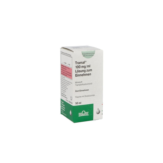 Das Produktfoto zeigt Tramal 100 Mg/Ml Lsg.Z.Einnehmen M.Dosierpumpe (50 ml) PZN 11236148