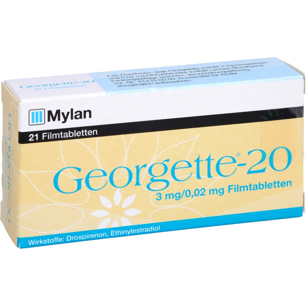 Das Produktfoto zeigt Georgette-20 3 Mg/0,02 Mg Filmtabletten (21 stk) PZN 11236361