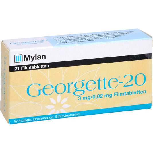 Das Produktfoto zeigt Georgette-20 3 Mg/0,02 Mg Filmtabletten (21 stk) PZN 11236361