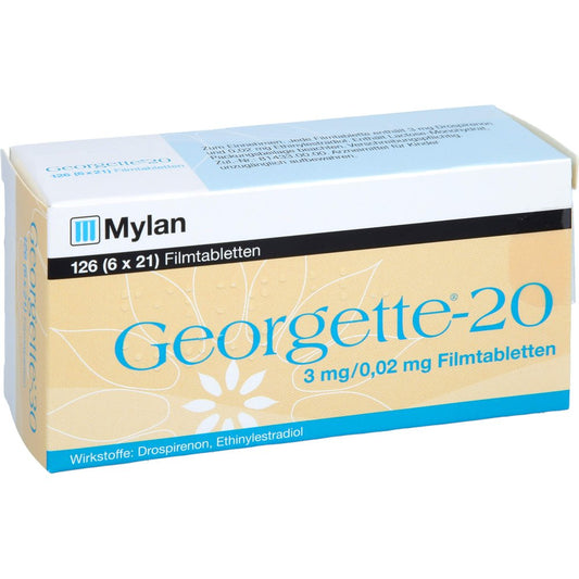 Das Produktfoto zeigt Georgette-20 3 Mg/0,02 Mg Filmtabletten (126 stk) PZN 11236390