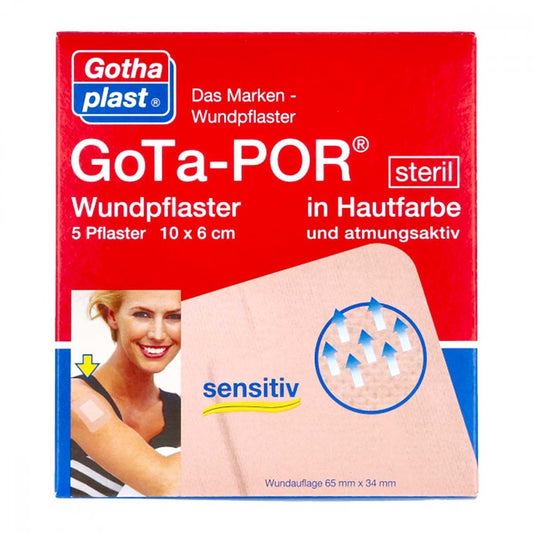 Das Produktfoto zeigt Gota-Por Wundpflaster Steril 60x100 Mm Hautfarben (5 stk) PZN 11240368