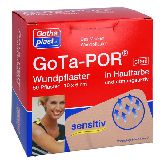 Das Produktfoto zeigt Gota-Por Wundpflaster Steril 60x100 Mm Hautfarben (50 stk) PZN 11240374