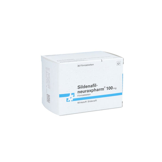 Das Produktfoto zeigt Sildenafil-Neuraxpharm 100 Mg Filmtabletten (36 stk) PZN 11241149