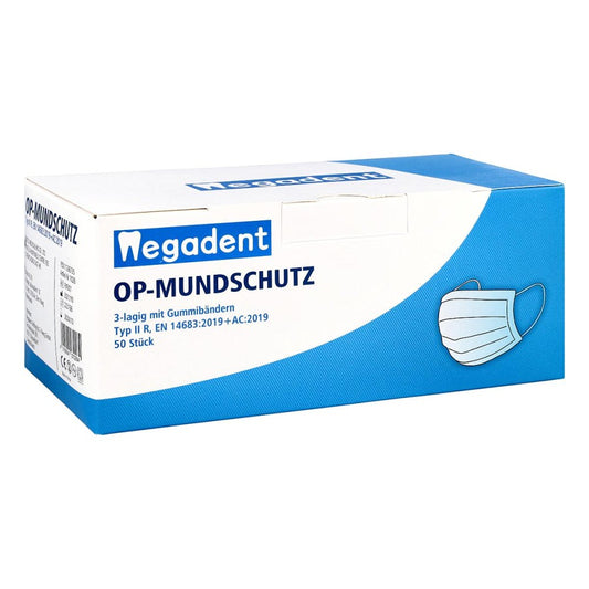 Das Produktfoto zeigt Mundschutz M.Ohrbügel Latexfrei Blau (50 stk) PZN 11266735