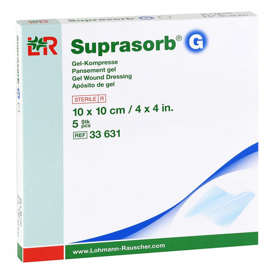 Das Produktfoto zeigt Suprasorb G Gelkompresse 10x10 Cm (5 stk) PZN 11267841