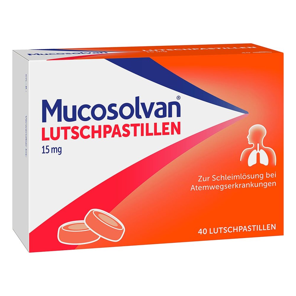 Das Produktfoto zeigt Mucosolvan Lutschpastillen 15 Mg (40 stk) PZN 11283001