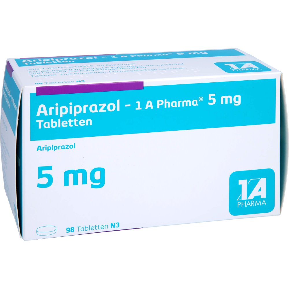Das Produktfoto zeigt Aripiprazol-1a Pharma 5 Mg Tabletten (98 stk) PZN 11286324