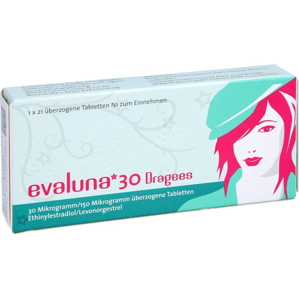 Das Produktfoto zeigt Evaluna 30 Dragees (1X21 stk) PZN 11290633