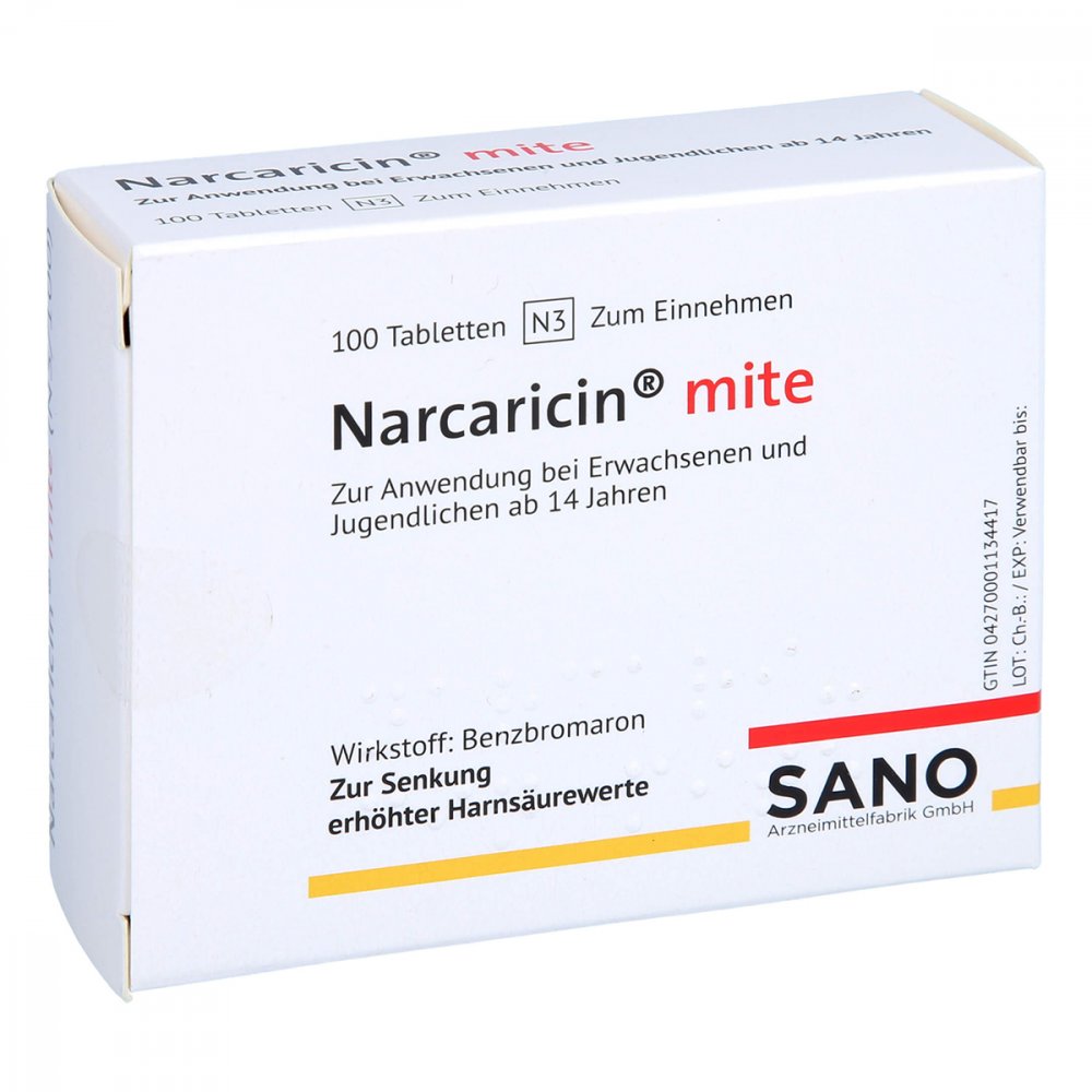Das Produktfoto zeigt Narcaricin Mite Tabletten (100 stk) PZN 11296914