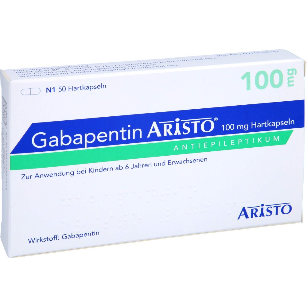 Das Produktfoto zeigt Gabapentin Aristo 100 Mg Hartkapseln (50 stk) PZN 11297196