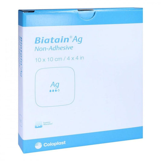 Das Produktfoto zeigt Biatain Ag Schaumverband 10x10 Cm Nicht Haftend (5 stk) PZN 11303726