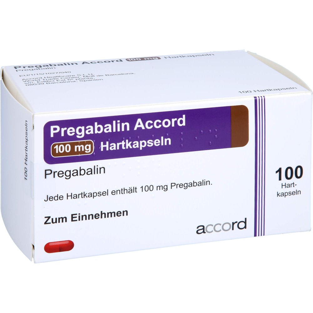 Das Produktfoto zeigt Pregabalin Accord 100 Mg Hartkapseln (100 stk) PZN 11305062