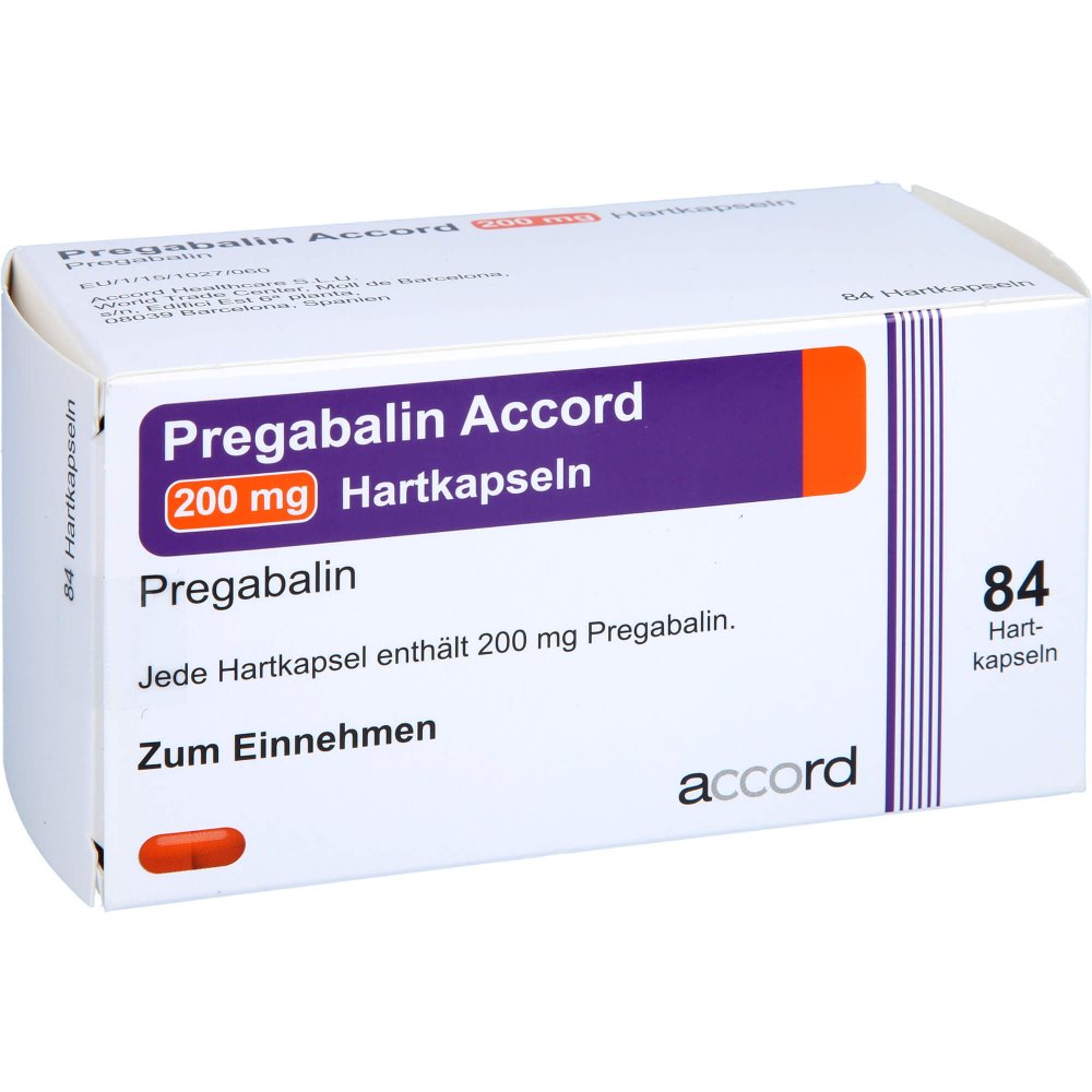 Das Produktfoto zeigt Pregabalin Accord 200 Mg Hartkapseln (84 stk) PZN 11305168