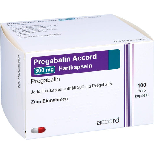 Das Produktfoto zeigt Pregabalin Accord 300 Mg Hartkapseln (100 stk) PZN 11305317