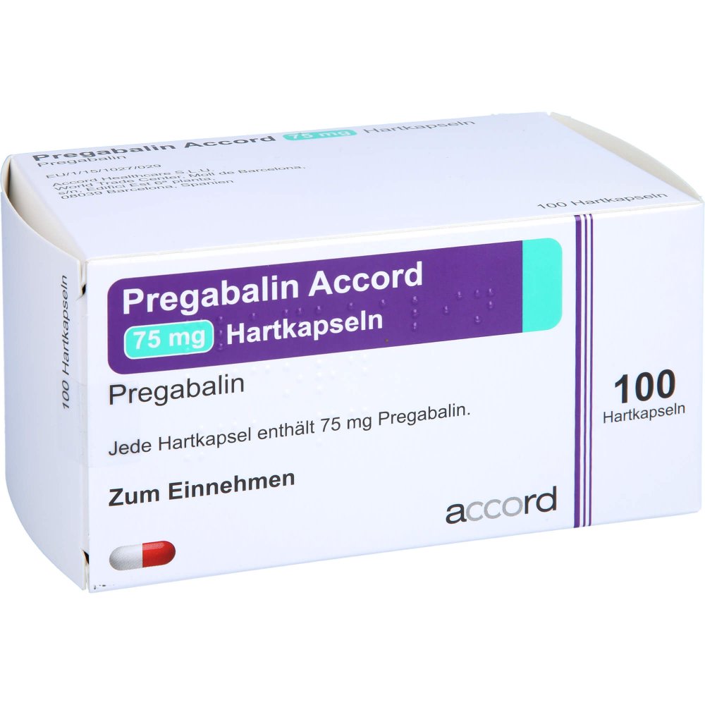 Das Produktfoto zeigt Pregabalin Accord 75 Mg Hartkapseln (100 stk) PZN 11305406