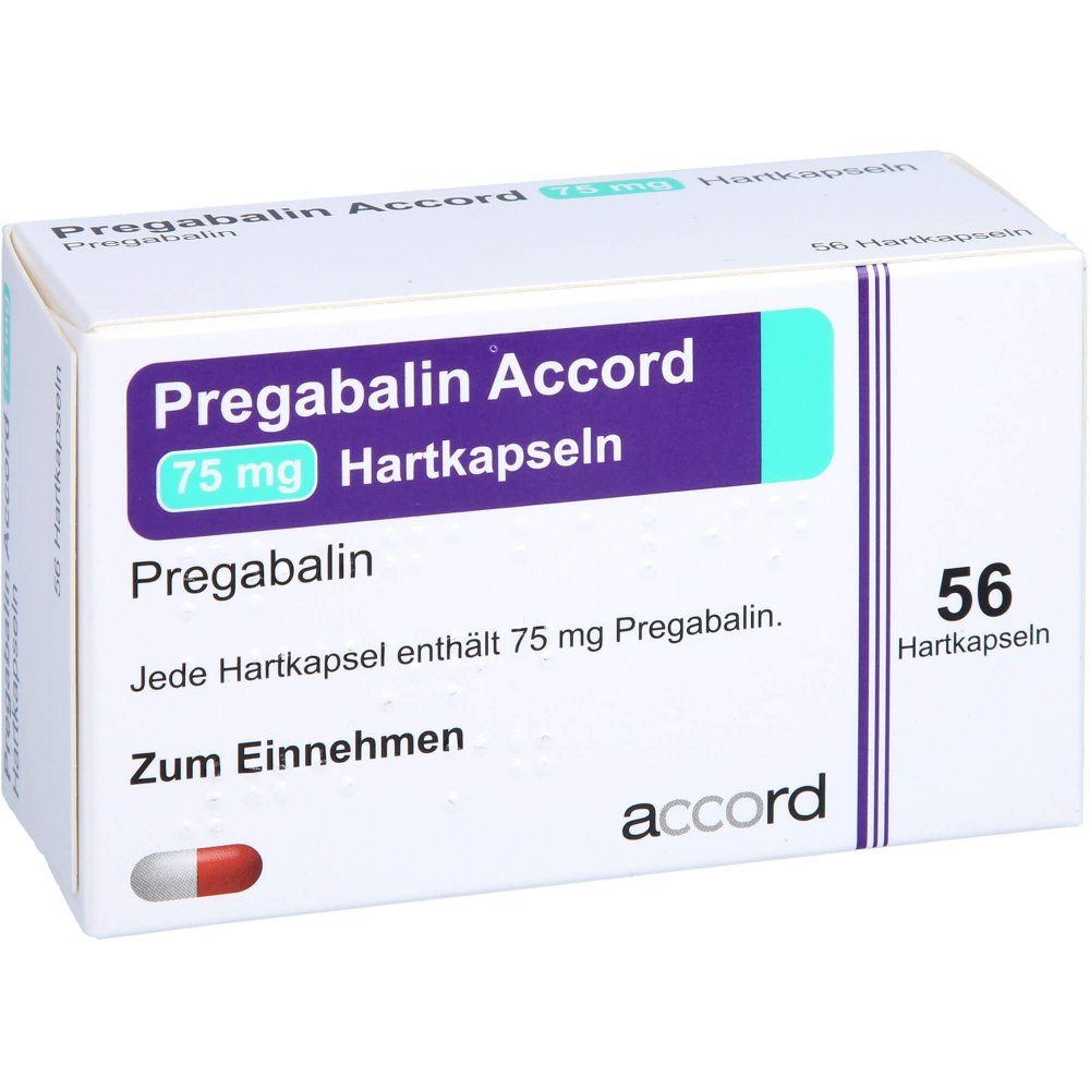 Das Produktfoto zeigt Pregabalin Accord 75 Mg Hartkapseln (56 stk) PZN 11305429