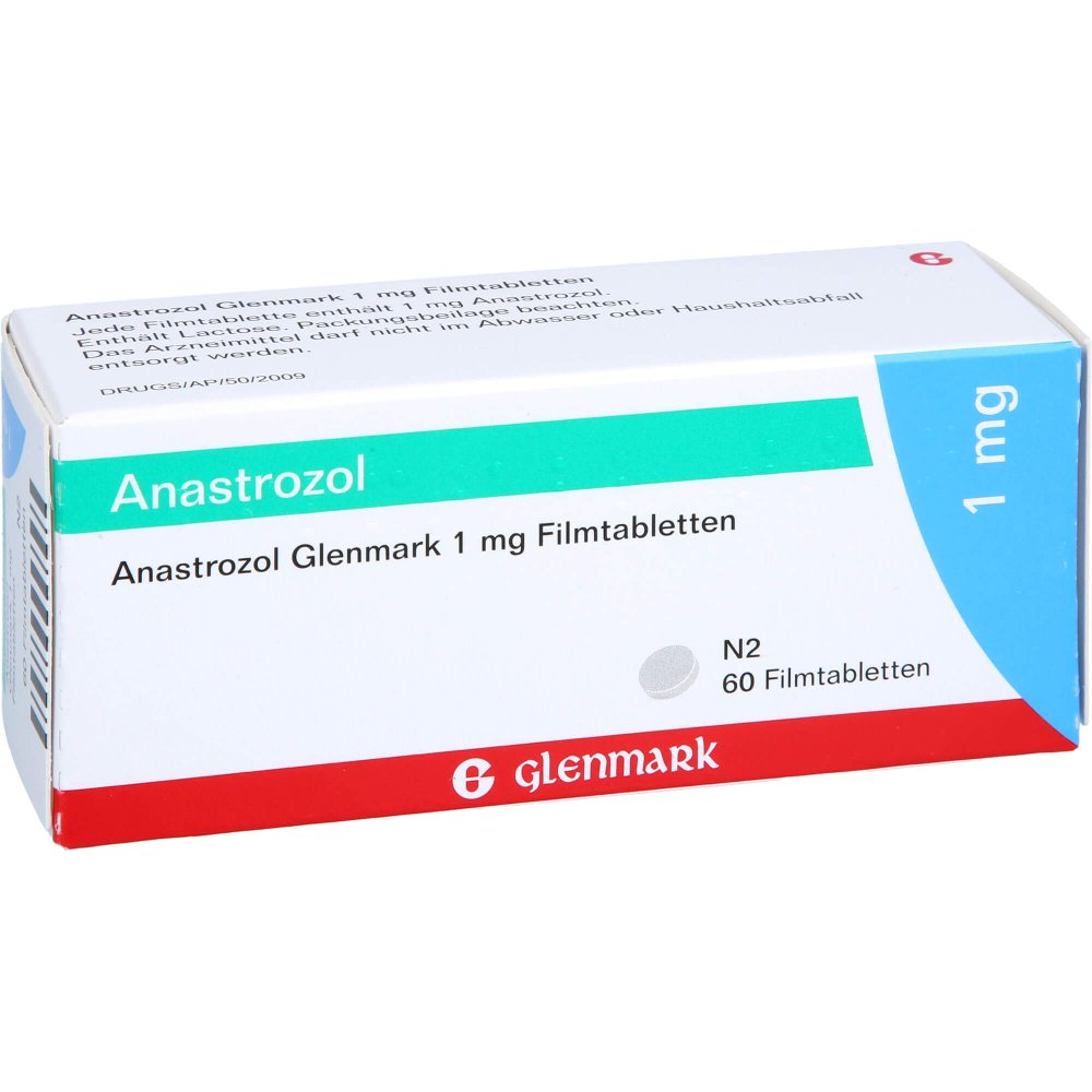 Das Produktfoto zeigt Anastrozol Glenmark 1 Mg Filmtabletten (60 stk) PZN 11307339