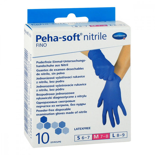 Das Produktfoto zeigt Peha-Soft Nitrile Fino Unt.Hands.Unsteril Pf M (10 stk) PZN 11309195