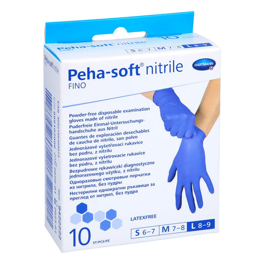 Das Produktfoto zeigt Peha-Soft Nitrile Fino Unt.Hands.Unsteril Pf L (10 stk) PZN 11309203