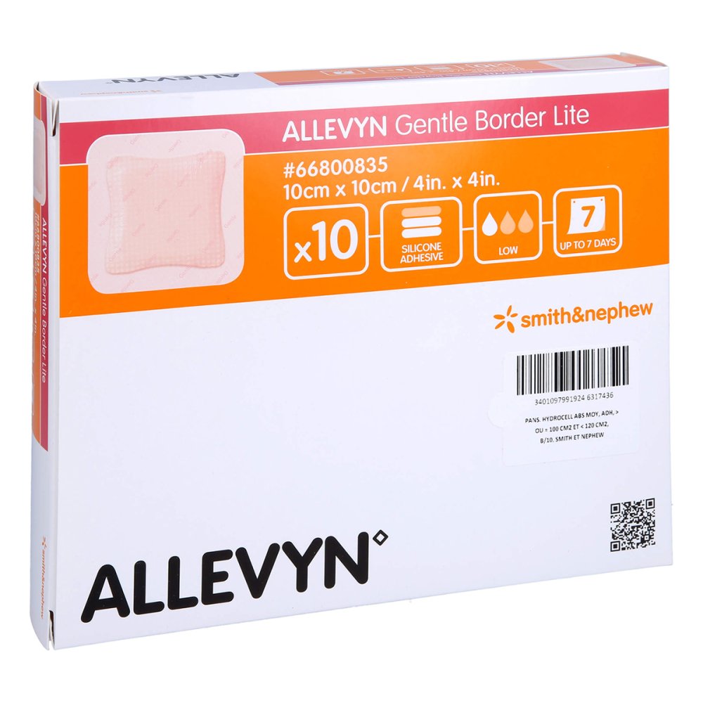 Das Produktfoto zeigt Allevyn Gentle Border Lite 10x10 Cm Schaumverb. (10 stk) PZN 11319259