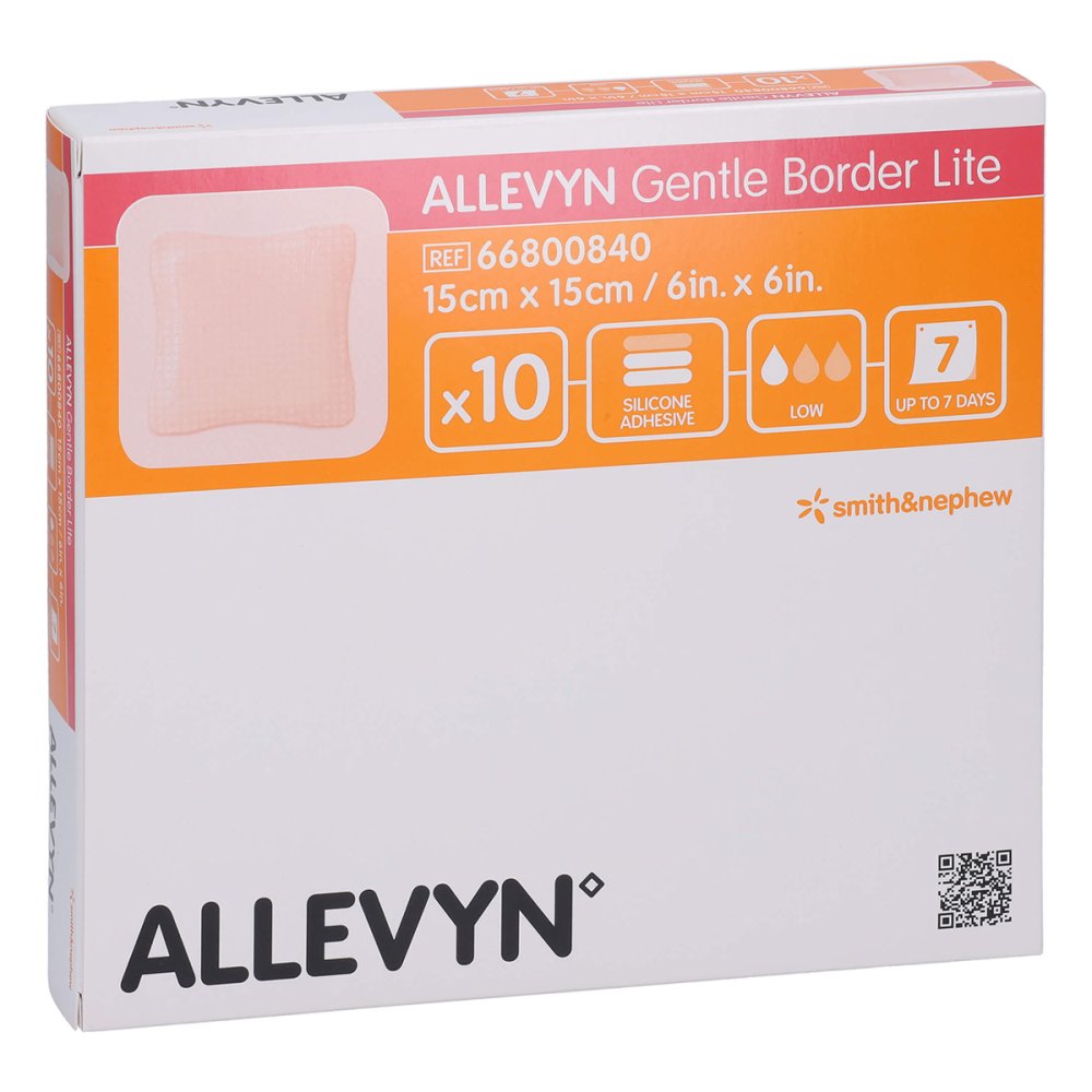 Das Produktfoto zeigt Allevyn Gentle Border Lite 15x15 Cm Schaumverb. (10 stk) PZN 11319265