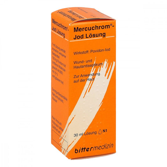 Das Produktfoto zeigt Mercuchrom Jod Lösung (30 ml) PZN 11320363