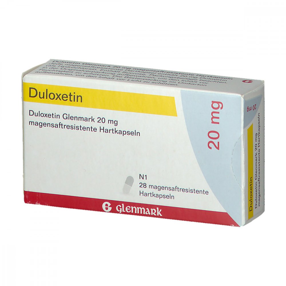 Das Produktfoto zeigt Duloxetin Glenmark 20 Mg Magensaftres.Hartkapseln (28 stk) PZN 11323309