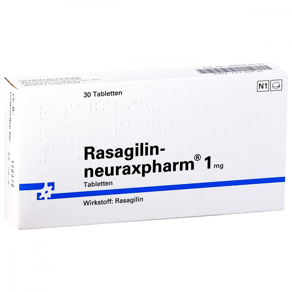 Das Produktfoto zeigt Rasagilin-Neuraxpharm 1 Mg Tabletten (30 stk) PZN 11332432