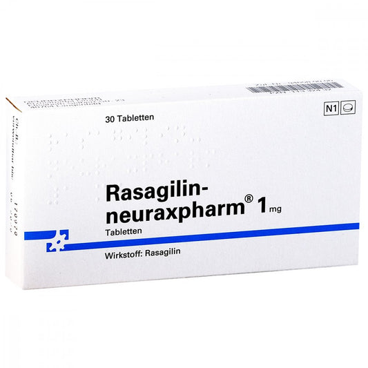 Das Produktfoto zeigt Rasagilin-Neuraxpharm 1 Mg Tabletten (30 stk) PZN 11332432